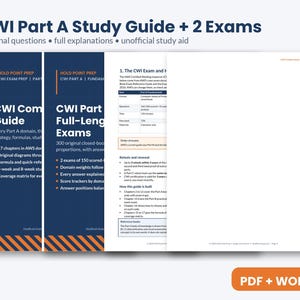 CWI del A studiehandledning och 2 övningsprov, 300 frågor med förklaringar, AWS svetsningsinspektörs examensförberedelse, inofficiell PDF