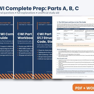 CWI Complete Exam Prep Bundle, Parts A B and C, Study Guide, 766 Practice Questions, All Part C Codes, AWS Welding Inspector, PDF