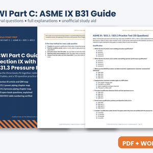 CWI Part C ASME IX B31 Guide and 50 Question Practice Test, Code Navigation and Tabbing, Aws Welding Inspector Exam Prep, Pdf