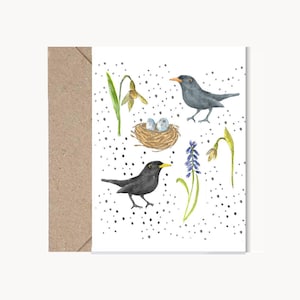 Tarjeta de cumpleaños con descarga digital y arte mural PRIMAVERA Acuarela, arte imprimible de descarga instantánea, tarjeta de felicitación de primavera