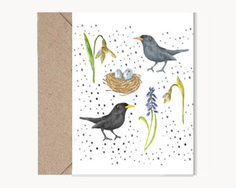 Carte d'anniversaire en téléchargement numérique et art mural PRINTEMPS aquarelle, art imprimable en téléchargement immédiat, carte de voeux de printemps