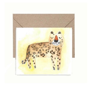 Druckbare faltbare Aquarell Geburtstagskarte Gepard, digitaler Download Grußkarte, Dschungel-Thema-Partyzubehör, Tierdruck-Karte