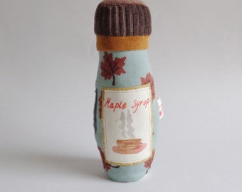 Pretend Play  Maple Syrup bottle . Play Kitchen and market sustainable toddler textile toy handmade  in Denmark