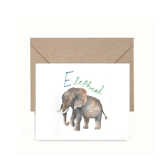 Printable Folding Alphabet Cardelephant Watercolor Birthday Etsy