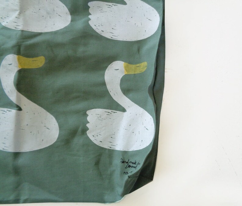 Grocery Bag Mothers Day Gift Gift For Her Handmade Gifts Tote Bag Gift For Mom Beach Bag Pretty Swan Silkscreen Print Cotton Bag