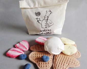 Jeu de nourriture de boulangerie - gaufres en tissu et jeu de fruits pour le magasin et la maison