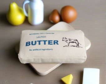 Butter Pack Pretend Play canvas textile Food Market and Deli sustainable toy for kids. Handmade in Denmark