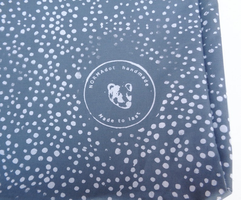 Craftsmanship Dusty Blue Polkadot Tote bag Handmade Eco Friendly Silkscreened Design