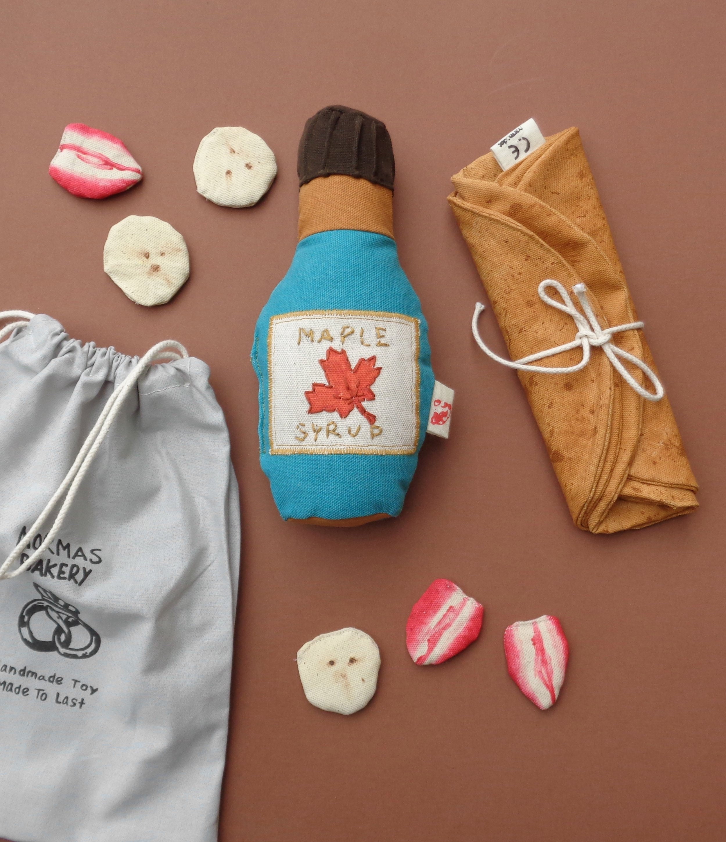 Toy Pancake and Maple Syrup Gift Set 100 natural Handprinted Etsy
