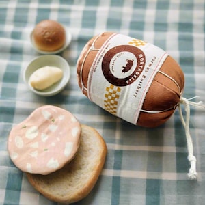Handmade Mortadella Toy with Slice – Fabric Play Food | Montessori Pretend Kitchen | Deli Role Play