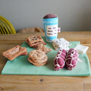 8 Piece Pretend cracker childrens play food for play kitchens and market, Handmade in Denmark image 2