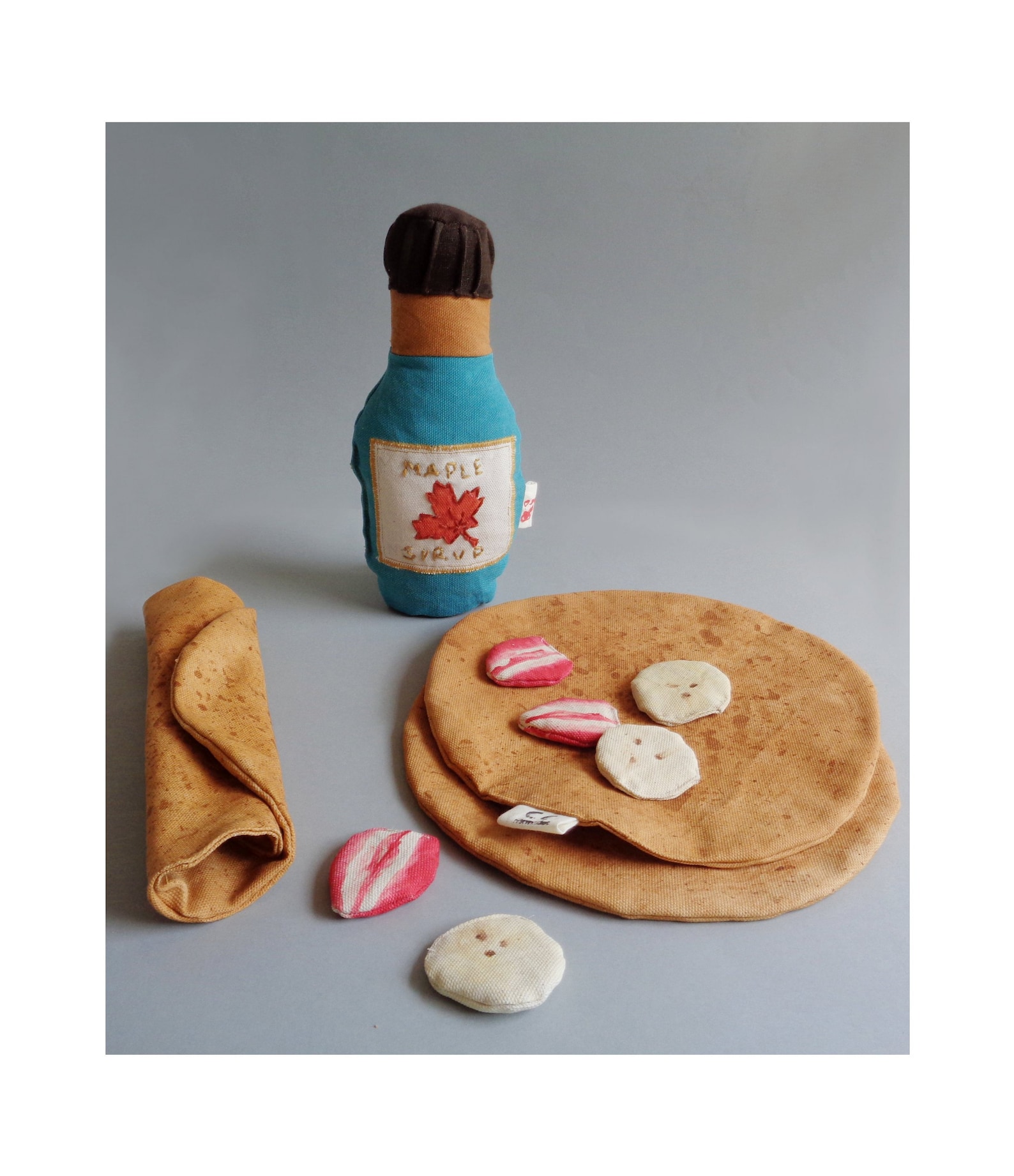 Toy Pancake and Maple Syrup Gift Set 100 natural Handprinted Etsy