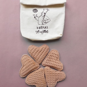 Play food waffles Pretend play baker textile toy set , Handmade in Denmark