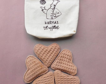 Play food waffles Pretend play baker textile toy set , Handmade in Denmark