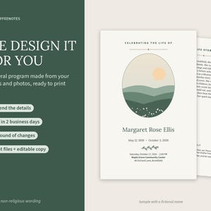 Funeral program design service: we design it for you, with a sample bifold program
