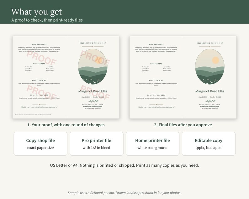 A watermarked proof and the final print-ready program files