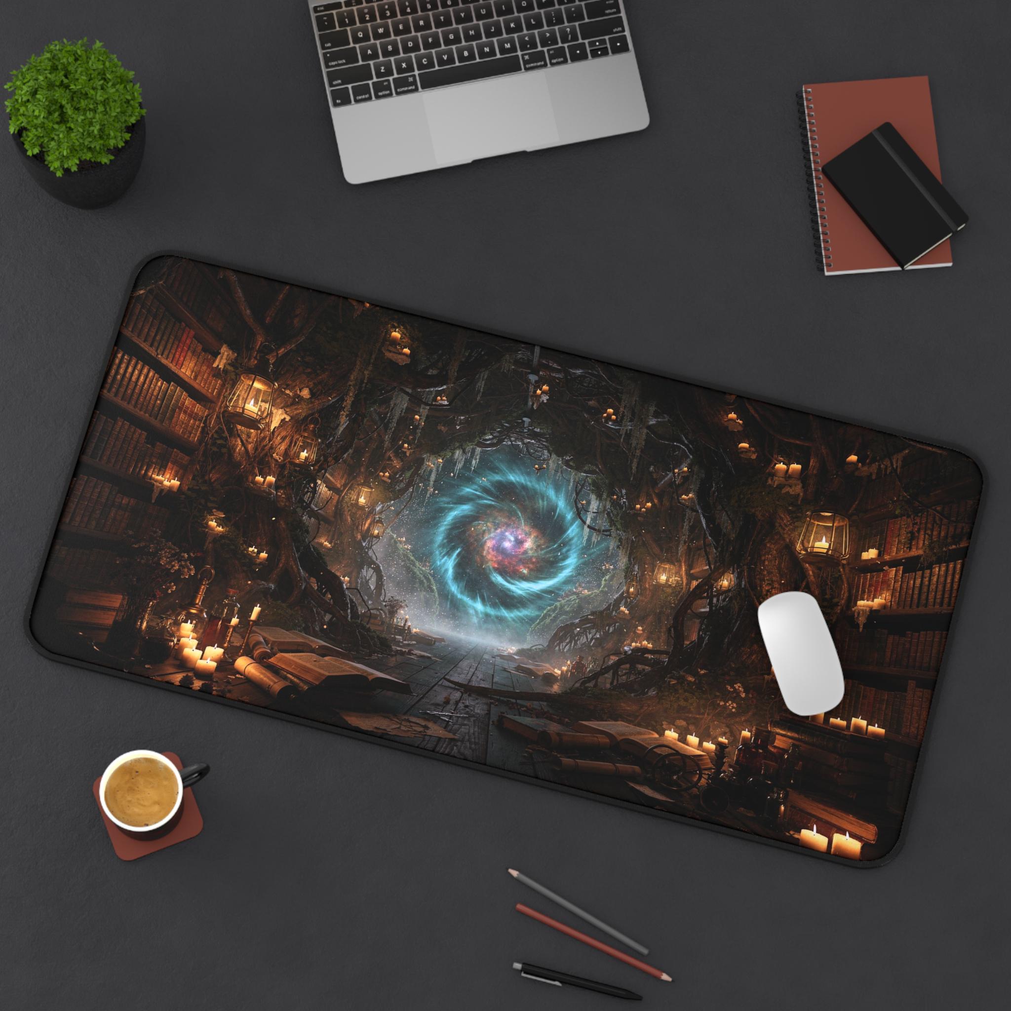 Fanatsy Desk Fantasy Library Portal Desk Mat, Aesthetic Gaming Mouse Pad XXL, Dark ...
