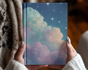 Verträumtes Notizbuch mit Zuckerwatte-Wolkenmotiv, pastellfarbenes Himmelsmotiv, liniertes Tagebuch, ästhetisches Dankbarkeitsbuch – das perfekte Geschenk für sie