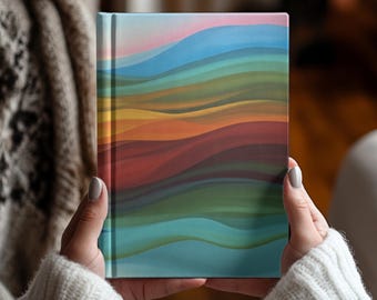 Abstract Color Wave Hardcover Journal Notebook, Writing Diary, Lined Gratitude Notebook, Book for Everyday Journaling Notes, Gift For Her