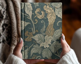 Vintage Botanical Art Nouveau Floral Hardcover Journal Notebook Writing Diary, Lined Gratitude Book for Everyday Journaling Notes, Gift