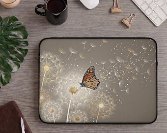 Laptop-Hülle mit Schmetterlings- und Blumenmuster, Tablet-Hülle mit Löwenzahnmotiv, Computerhülle mit botanischem Ästhetik-Design, Boho-Tragetasche mit Wildblumenmuster – das perfekte Geschenk für Mama