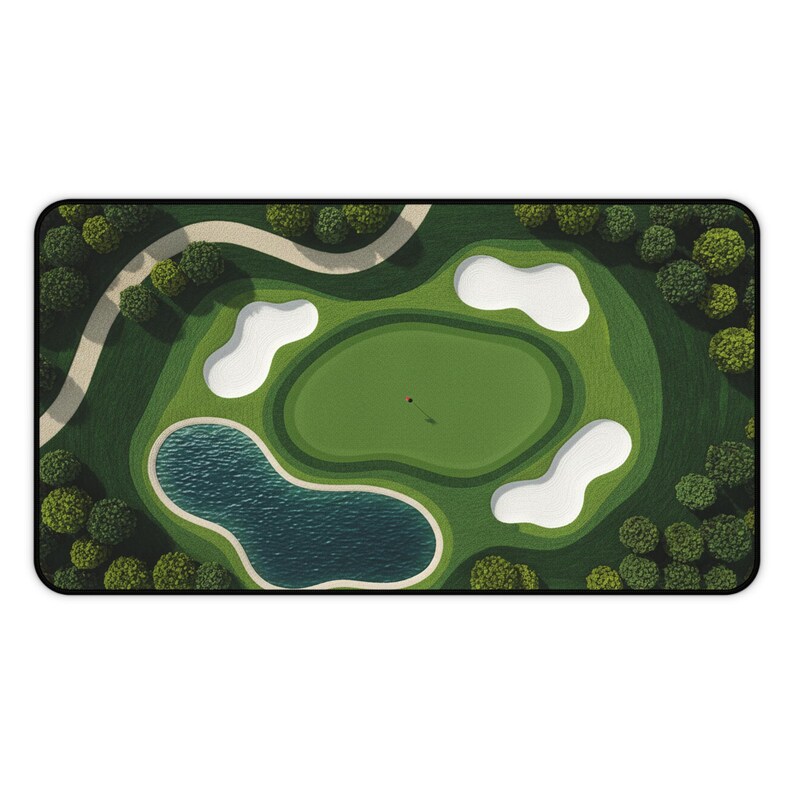 Golf Course Large Desk Mat, Textile-like look Home Office Decor, Golf Lover Mouse Pad, Golf Fairway Green Mousepad, Golfer Office Gift Idea image 8