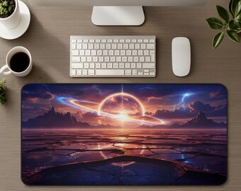 Fantasy Sci Fi Desert Landscape Desk Mat Large Gaming Mouse Pad Cosmic Planet Outer Space Art Home Decor XL Mousepad Office Gift for Gamers