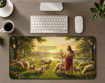 Alfombrilla de escritorio cristiana con versículo bíblico del Salmo 23, regalo espiritual cristiano, decoración religiosa para el hogar, accesorio de escritorio con arte religioso