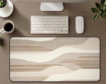 Alfombrilla de escritorio abstracta en color beige neutro, alfombrilla de ratón moderna minimalista de estilo bohemio en tono tostado, alfombrilla de ratón XL para juegos con espacio de trabajo suave, regalo para la decoración de la oficina en casa.