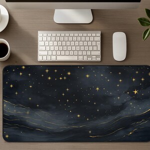Tapis de bureau nuit étoilée, élégant tapis de souris esthétique comme du marbre, accessoire de décoration pour bureau à domicile, cadeau tapis de souris pour clavier de jeu XL