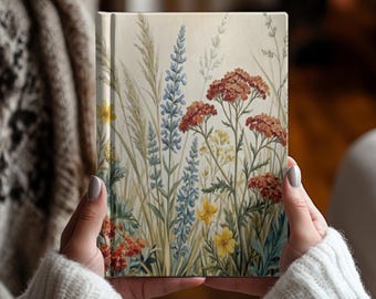 Vintage Botanical Floral Hardcover Journal Notebook Writing Diary, Cottagecore Lined Gratitude Book for Everyday Journaling Notes, Gift