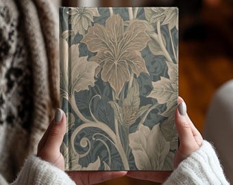 Art Nouveau Floral Hardcover Journal Notebook, Vintage Botanical Writing Diary, Lined Gratitude Book for Everyday Journaling Notes, Gift