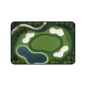 Golf Course Large Desk Mat, Textile-like look Home Office Decor, Golf Lover Mouse Pad, Golf Fairway Green Mousepad, Golfer Office Gift Idea image 11