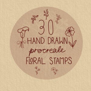 Handgetekende, speelse bloemenstempels, Procreate penseelset, voor trouwkaarten en -ontwerpen.