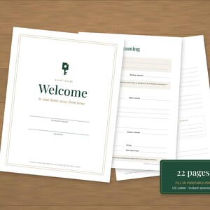 Livret d'accueil Airbnb à imprimer, manuel et guide de la maison pour les voyageurs, guide d'accueil VRBO, pages de classeur pour location de vacances (PDF)