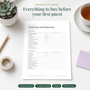 Lista de verificação para novos anfitriões do Airbnb: lista de mobília para cada cômodo (para imprimir)