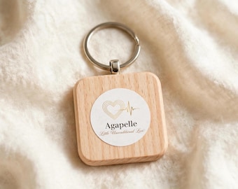 Portachiavi con messaggio vocale NFC / Regalo personalizzato in legno con funzione "tocca per riprodurre audio" / Ricordo commemorativo per anniversario per lui e per lei