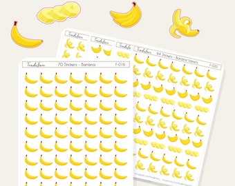 Banana Stickers For Planner, Banana Stickers,  Mini Banana Icon Stickers, Meal Planning Stickers, Healthy Snack Planner Stickers F-016