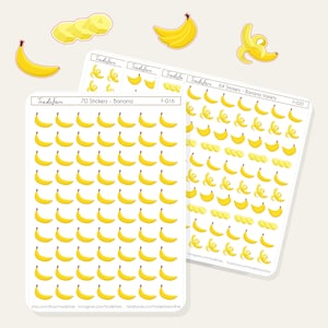Banana Stickers For Planner, Banana Stickers,  Mini Banana Icon Stickers, Meal Planning Stickers, Healthy Snack Planner Stickers F-016