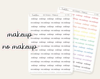 Makeup Script Stickers For Planner, No Makeup Script Stickers, No Makeup Labels For Journal, Mini Makeup Stickers, Stylist Stickers H-159