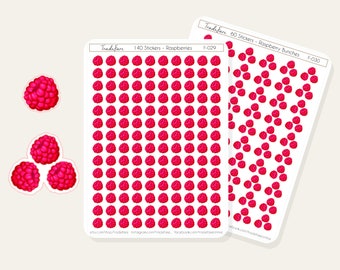 Raspberry Stickers For Planner, Raspberry Sticker, Mini Raspberry Icon Stickers, Meal Planning, Healthy Snack Sticker, Raspberries F-029