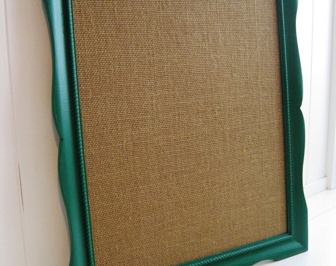 Emerald Green Burlap Memo Board / Bulletin Board / Vintage Frame Etsy