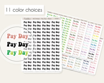 Pay Day Stickers For Planner, Pay Day Stickers,  Mini Pay Day Icon Stickers, Dollar Sign Stickers, Funky Font, Retro Script Stickers B-003