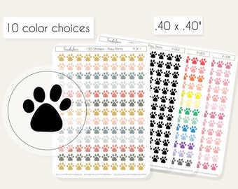 Paw Print Icons, Pet Planner Stickers, Paw Icon Stickers, Cat Stickers for Calendar, Dog Stickers for Planner, Bujo Sticker Sheet P-001