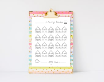 Printable Kids Savings Tracker, Doll House Themed Savings Tracker, Sinking Funds, Budget by Paycheck, Savings Goal, Kids and Money, Coloring