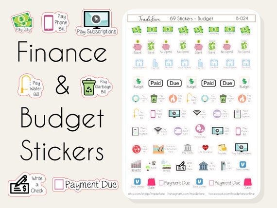 Budget Stickers for Planner, Finance Stickers for Planner, Budget Tracking  Stickers, Bill Pay Stickers, Budget Planner Stickers, Money B-024 