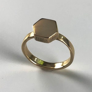 Solid Hexagon Ring, Honeycomb Ring, Gold Hexagon Ring, Brass Hexagon, Geometric Brass Ring, Honeycomb Jewelry, Gold Hexagon, Silver Hexagon