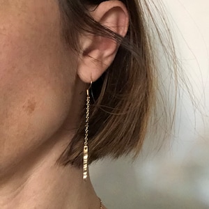 Chain Bar Earring, Brass Chain Earrings, Chain Dangle Earring, Brass Bar Earring, Brass Drop Earring, Chain Drop Earrings, Handmade Earring
