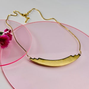 Geometric Brass Arch Pendant Necklace, Brass Necklace, Large Pendant Necklace, Arch Necklace, Geometric Necklace, Large Brass Necklace