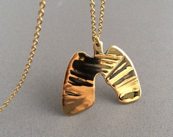 Lung Necklace, Double Lung Necklace, Lung Transplant, Lung Jewelry, Lung Pendant, Gold Lung Necklace, Lung Cancer, Cystic Fibrosis,